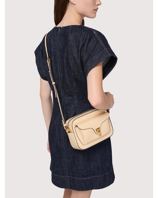 Coccinelle Blue Grainy Leather Crossbody Bag Beat Soft Small