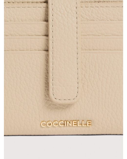 Coccinelle Natural Small Grained Leather Wallet Metallic Medium