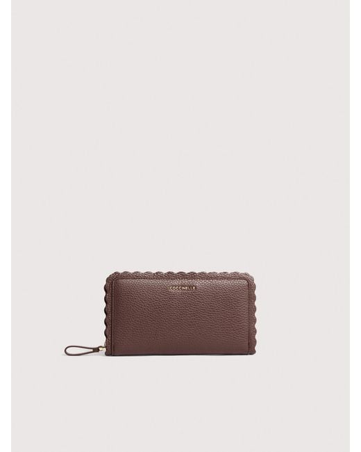 Coccinelle Brown Grained Leather Wallet Leather Lace Large