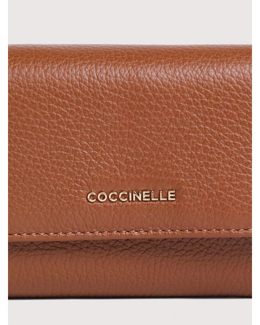 Coccinelle White Grainy Leather Purse Metallic Medium