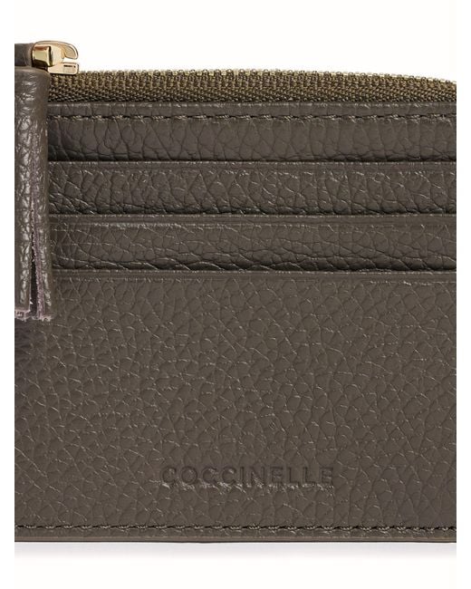 Coccinelle Natural Grainy Leather Card Holder Tassel Small