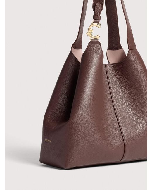 Coccinelle Brown Grained Leather Tote Bag C-Easy Large