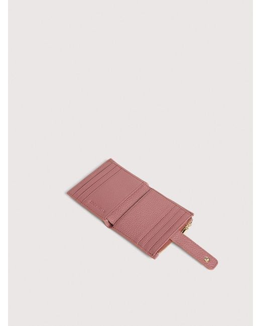 Coccinelle Pink Small Grained Leather Wallet Metallic Medium