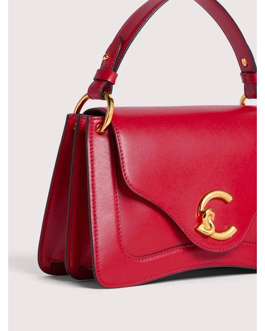 Coccinelle Red Smooth Calf Leather Handbag C-Me Small