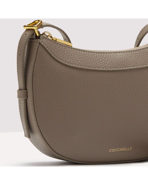 Coccinelle Gray Grained Leather Minibag Whisper