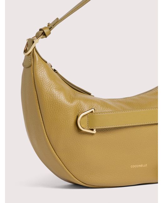 Coccinelle Pink Grained Leather Hobo Bag Paki Medium