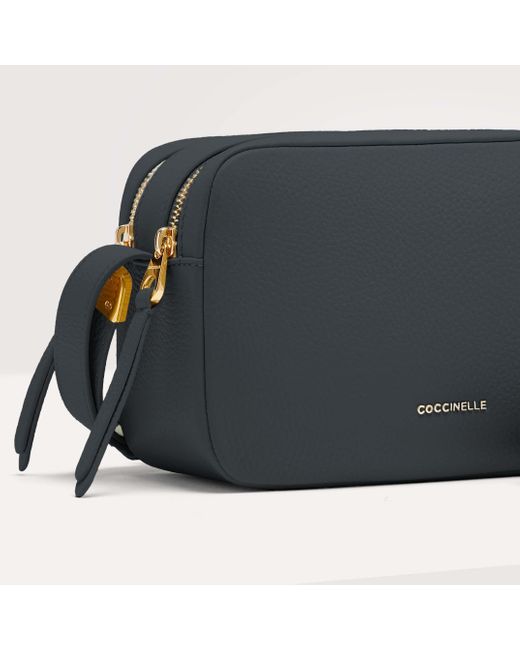 Coccinelle Black Grained Leather Crossbody Bag Gleen Small