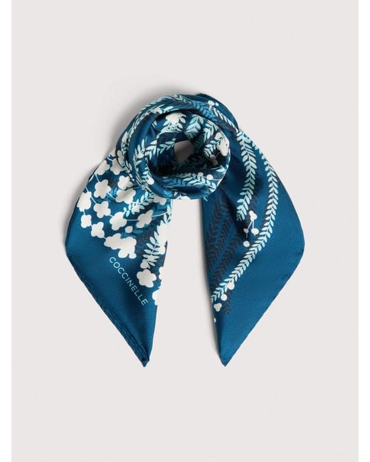 Coccinelle Blue Silk Foulard Algae