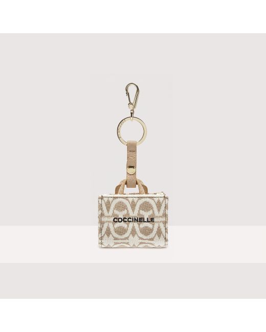 Coccinelle Metallic Jacquard Monogram Fabric And Metal Key Ring Micro Never Without Bag Monogram