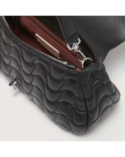 Coccinelle Black Smooth Quilted Leather Handbag Himma Matelassè Medium