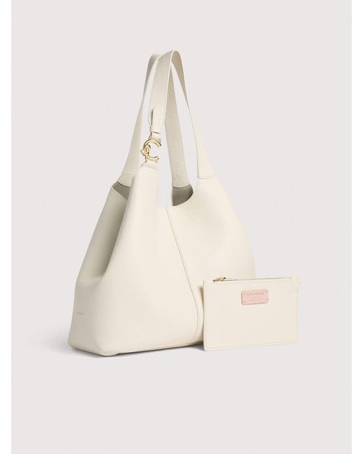 Coccinelle Natural Grained Leather Tote Bag C-Easy Large