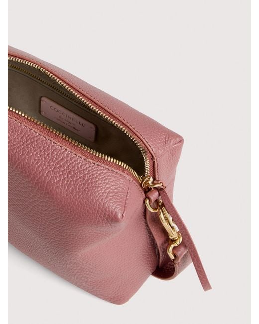 Coccinelle Pink Grained Leather Crossbody Bag Nory Small