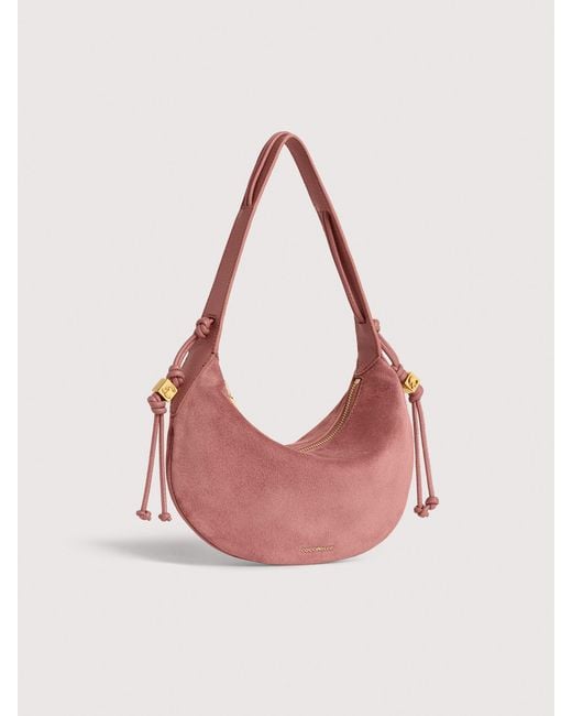 Coccinelle Pink Suede Shoulder Bag Thess Small