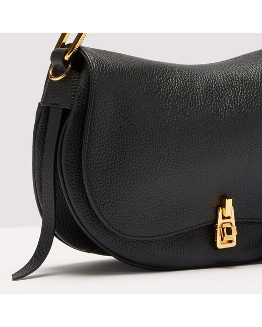 Coccinelle Black Grained Leather Handbag Magie Medium