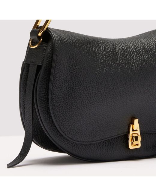 Coccinelle Black Grained Leather Handbag Magie Soft Medium