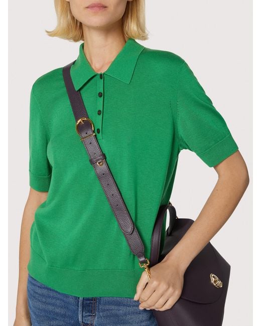 Coccinelle Metallic Grained Leather Shoulder Strap Beth