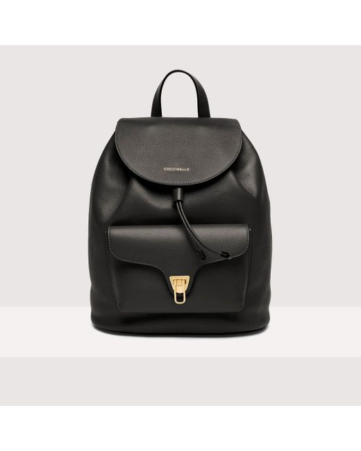 Coccinelle Leather Beat Soft Backpacks in Black | Lyst