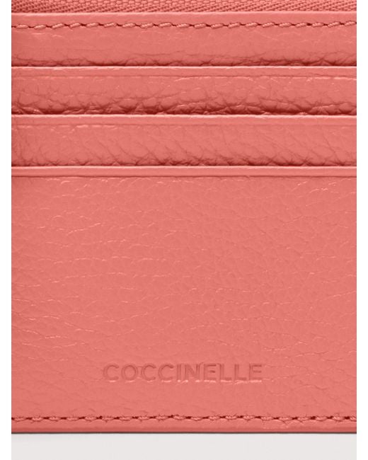 Coccinelle Pink Kartenetui Aus Genarbtem Leder Tassel
