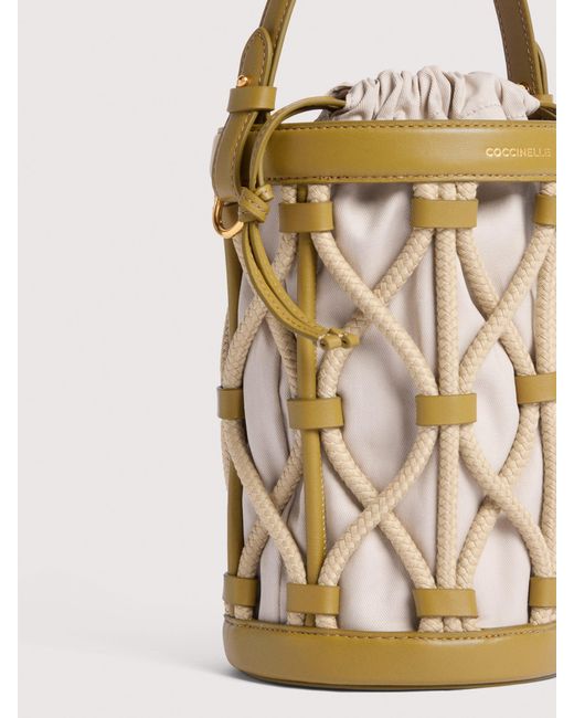 Coccinelle Metallic Smooth Leather With Tubular Rope Detailing Bucket Bag Koi Small