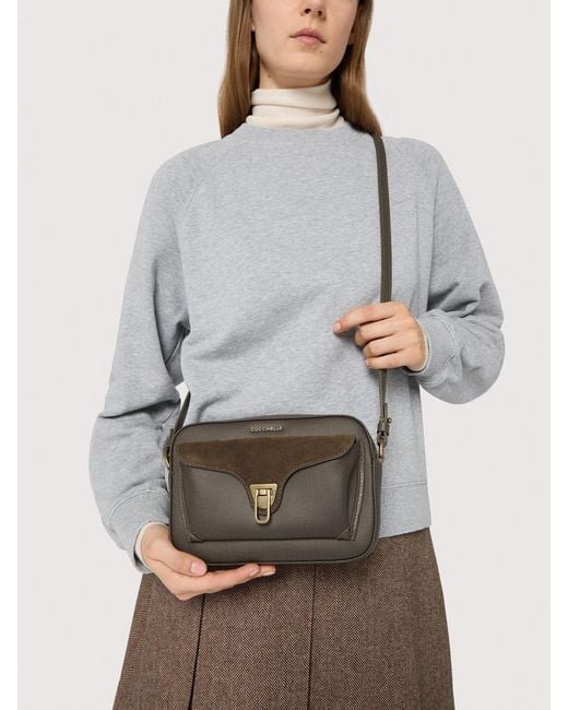 Coccinelle Multicolor Grained Leather, Suede And Waxed Fabric Crossbody Bag Beat Small
