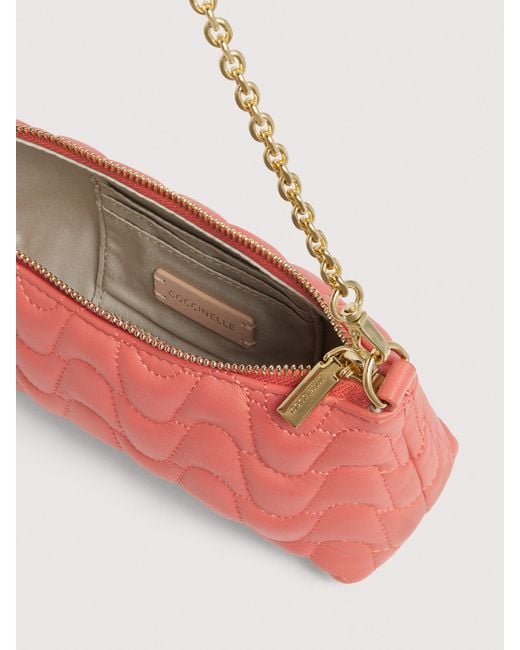 Coccinelle Pink Smooth Quilted Leather Minibag Aura Quilted Plectrum