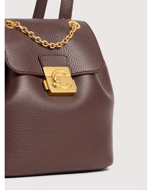 Coccinelle Multicolor Grained Leather Backpack C-Me Lock Small