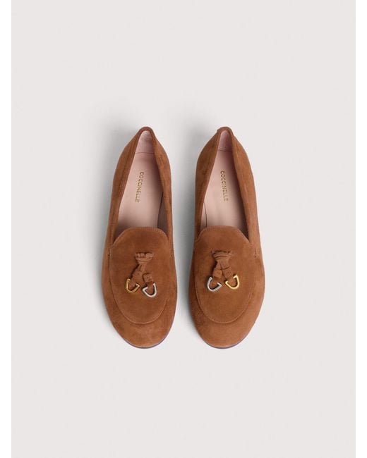 Coccinelle Brown Smooth Leather Loafers Loop Suede