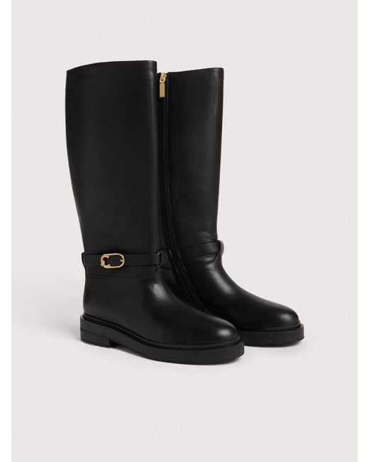 Coccinelle Black Vintage-Effect Leather Ankle Boots C-Saddle