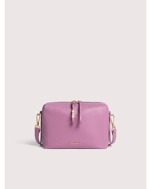 Coccinelle Pink Grained Leather Crossbody Bag Nory Small