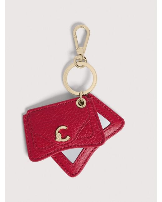 Coccinelle Pink Grained Leather Key Ring C-Me