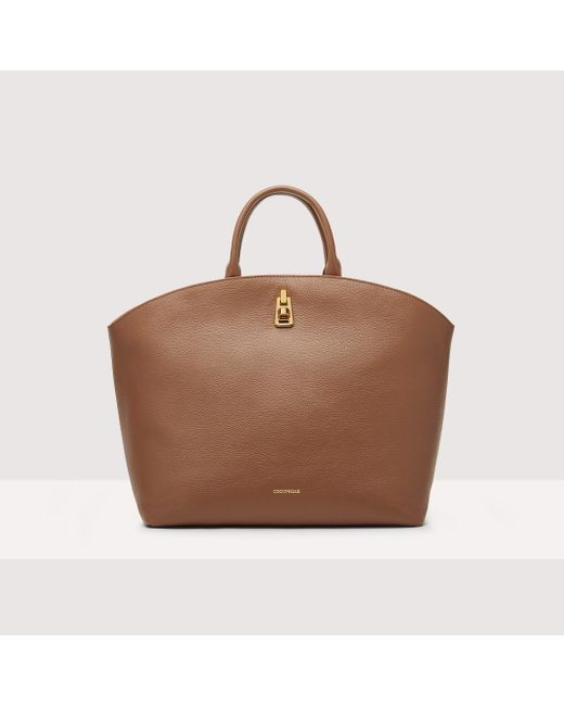 Coccinelle Brown Grained Leather Handbag Magie Medium