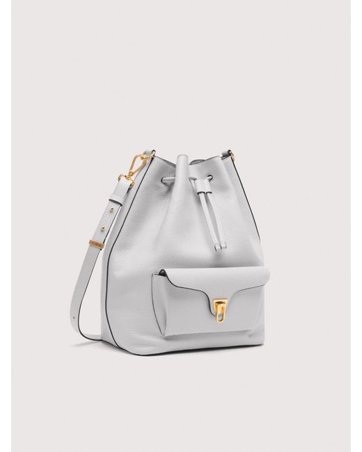 Coccinelle Gray Beuteltasche Aus Genarbtem Leder Beat Generation Large