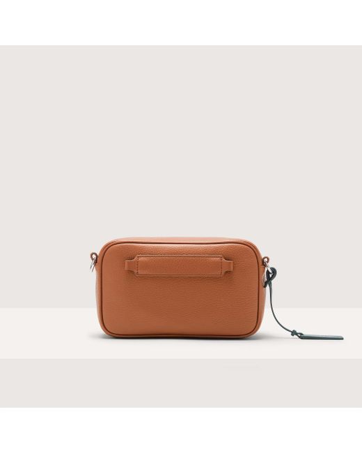 Coccinelle Brown Grained Leather Crossbody Bag Smart To Go