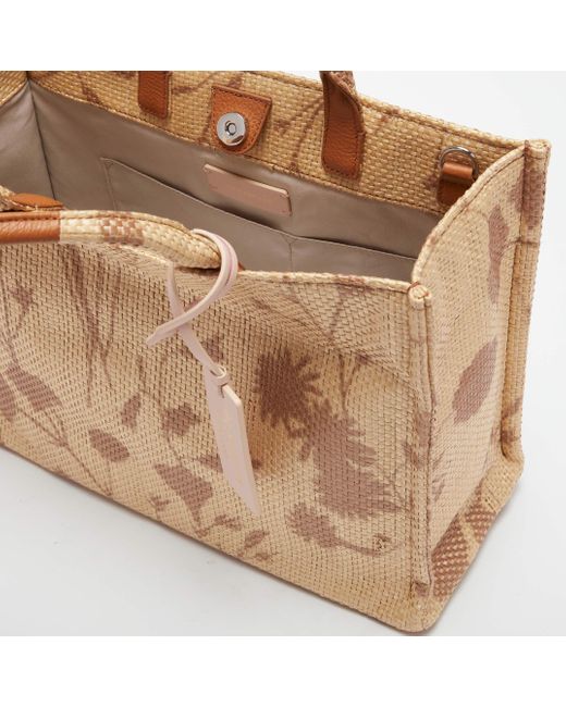 Borsa a mano in Rafia stampa shadow Never Without Bag Straw Shadow Print Medium di Coccinelle in Natural