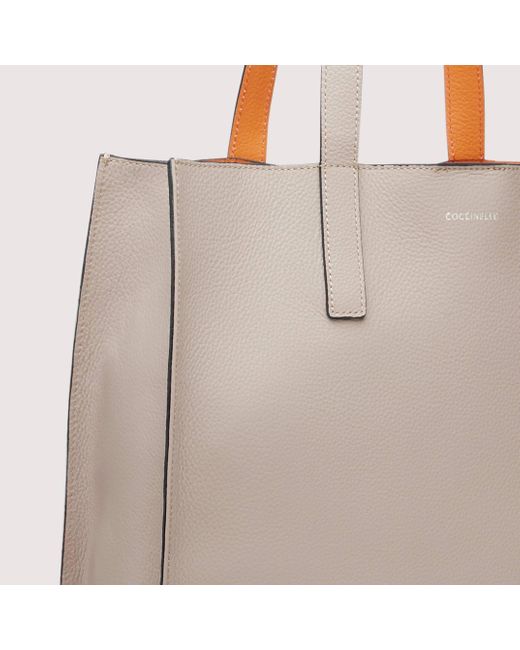 Coccinelle Natural Two-Sided Leather Tote Bag Easy Shopping Large