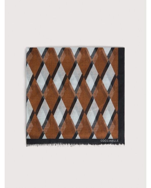Coccinelle Multicolor Silk And Modal Stole New Geometric Patch