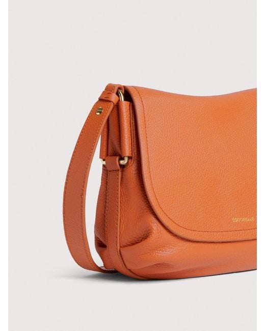 Coccinelle Orange Grained Leather Crossbody Bag Rebekka Small