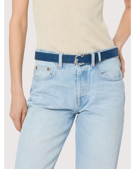 Coccinelle Blue Grained Leather Belt C-Me