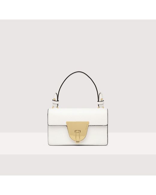 Coccinelle White Grained Leather Handbag Nico