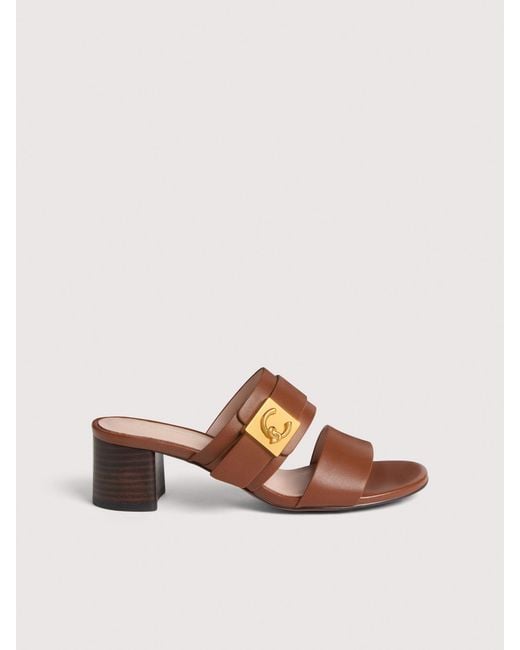 Coccinelle Brown Cowhide-Effect Smooth Leather Sandals C-Me Lock