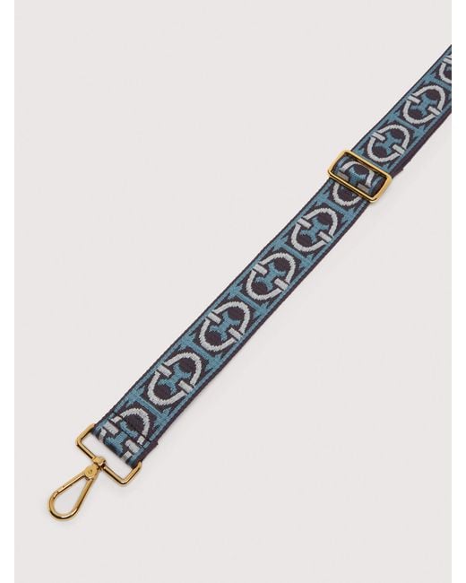 Coccinelle Blue Jacquard Fabric Shoulder Strap Monogram