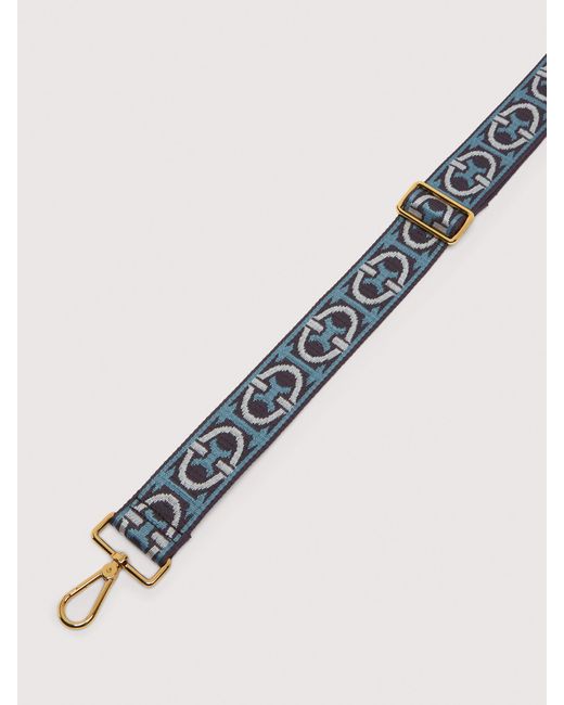 Coccinelle Blue Jacquard Fabric Shoulder Strap Monogram Tricolor