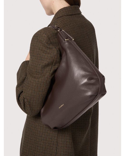 Coccinelle Blue Grained Leather Shoulder Bag Rebekka Small