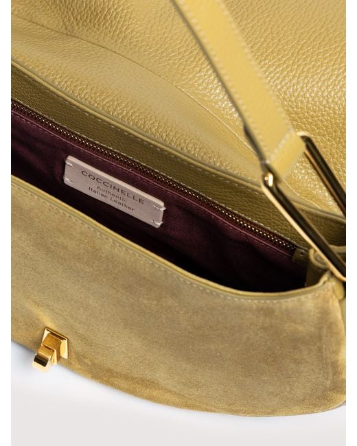 Coccinelle Metallic Suede And Grained Leather Handbag Magie Suede Medium