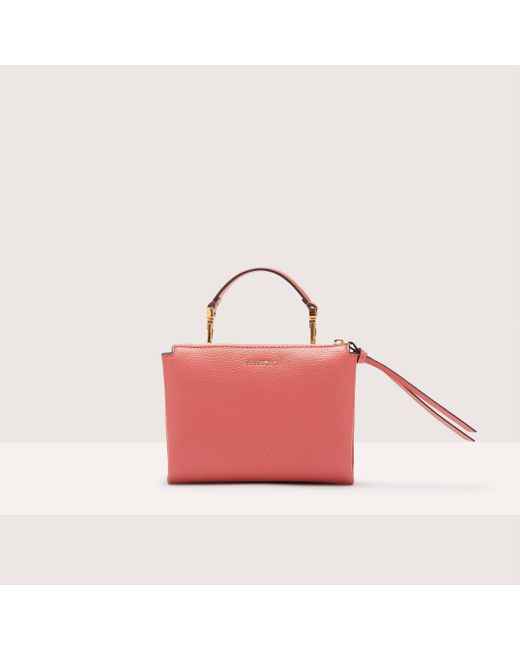 Coccinelle Grained Leather Handbag Arlettis Signature Small in Pink | Lyst