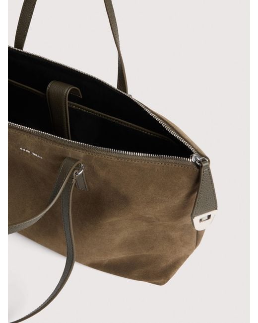 Coccinelle Natural Suede Handbag Smart To Go Beat Generation Large