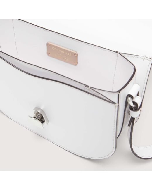 Coccinelle White Cowhide Leather Crossbody Bag Dew Cowhide Small