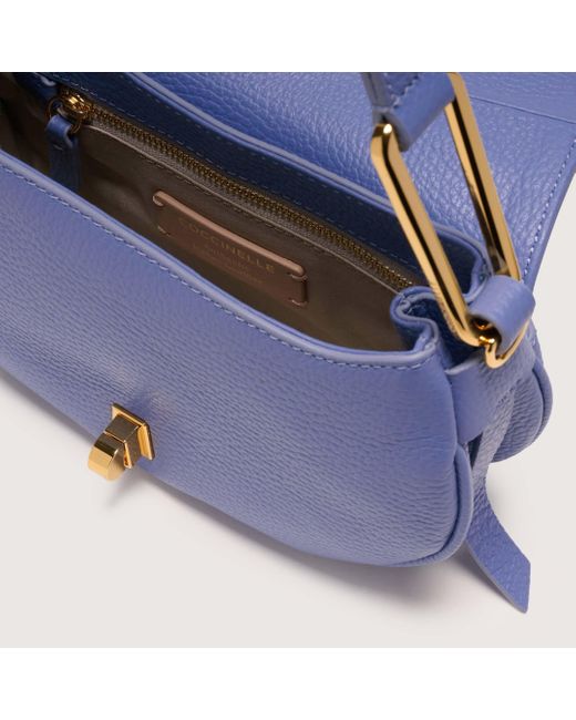 Coccinelle Blue Grained Leather Handbag Magie Soft Mini