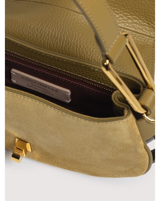 Coccinelle Metallic Suede And Grained Leather Handbag Magie Suede Mini