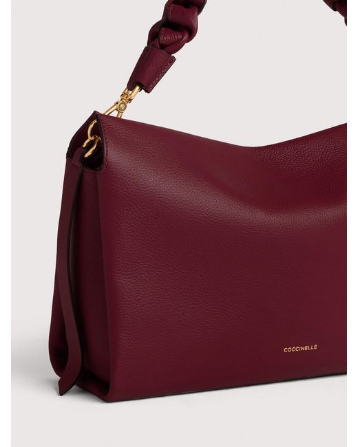Coccinelle Purple Schultertasche Aus Double-Leder Boheme Medium